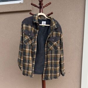 Alpine Yellow and Gray Plaid Jacket with Sherpa Lining
